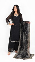 Black Embellished Palazzo Suit