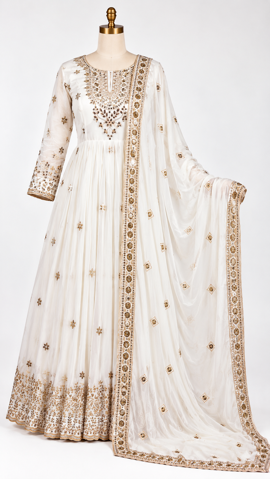 Ivory Embroidered Anarkali Suit