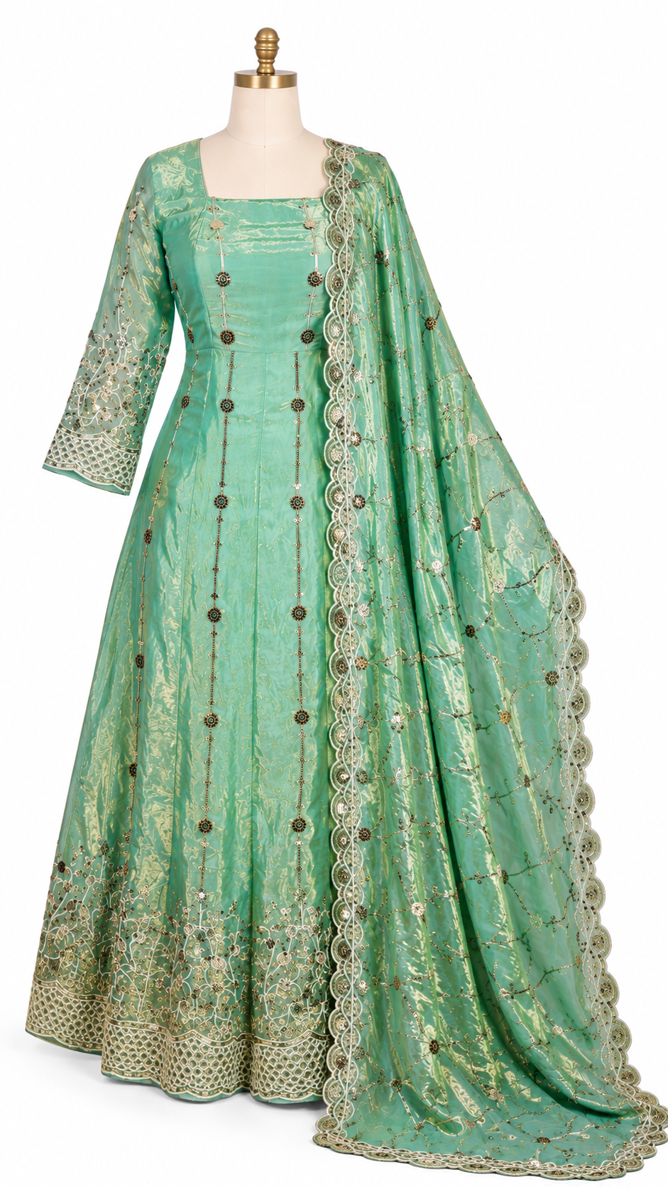 Sage Green Embroidered Anarkali Suit