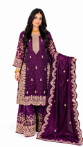 Deep Purple Embroidered Palazzo Suit