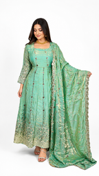 Sage Green Embroidered Anarkali Suit