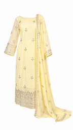 Lemon Yellow Embroidered Salwar Suit
